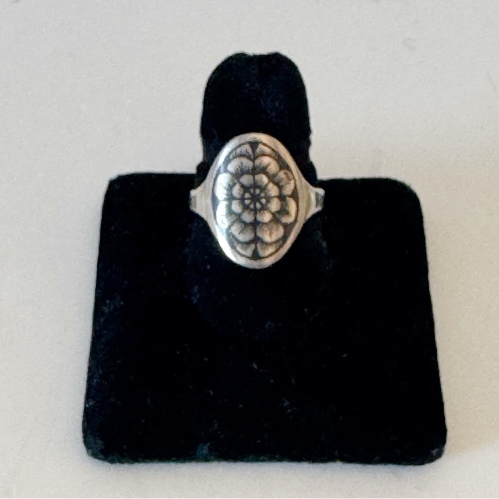 Russia Soviet Era Vintage 1950-60s 875 Silver Niello Ring Black Floral Sz 7 - Picture 9 of 9